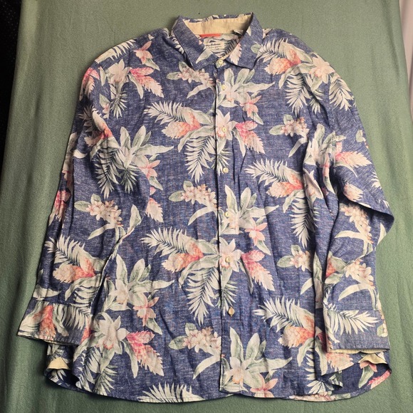Tommy Bahama Other - Tommy Bahama Barbados Breeze Stretch Linen Floral Shirt Blue Pink Mens 2XLB